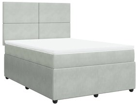 3292328 vidaXL Pat box spring cu saltea, gri deschis, 140x190 cm, catifea