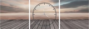 Tablou - Pier la apus de soare (cu ceas) (90x30 cm)