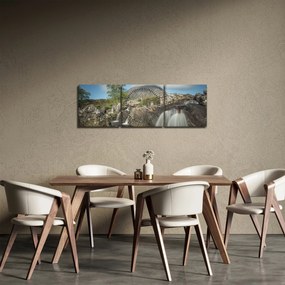 Tablou cu cascadele și munți (cu ceas) (90x30 cm)