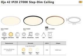 Plafoniera slim LED 2700K 3-step MOODMAKER Oja 42 Wood Foil