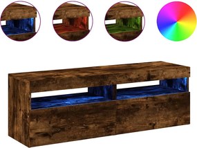 vidaXL Comode TV cu lumini LED, 2 buc., stejar fumuriu, 60x35x40 cm