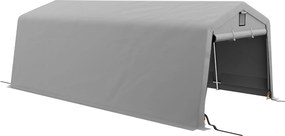 Outsunny Garaj Portabil, Carport Rezistent, Cort tip Garaj cu Copertină și 2 Ferestre de Ventilație și Ușă, 6.2x3.3x2.4 m, Gri | Aosom Romania