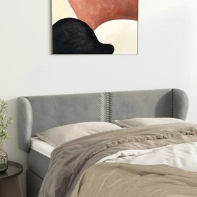 vidaXL Tăblie de pat cu aripioare gri deschis 147x23x78/88 cm catifea