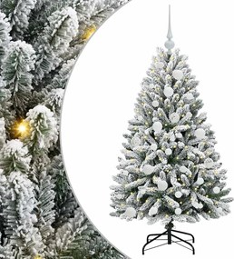 vidaXL Brad de Crăciun artificial Verde și alb 120 cm PVC și Metal