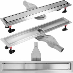 Set rigola pentru dus plus capac inox periat Rea Neox Superflow 90 cm