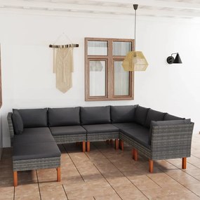 3059719 vidaXL Set mobilier de grădină cu perne, 8 piese, gri, poliratan