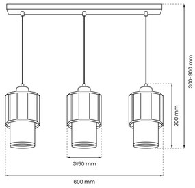 Lustră pe cablu BLANCO 3xE27/60W/230V albă