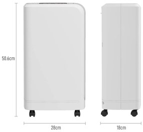 HOMCOM Dezumidificator de 12L cu Rezervor de Apă, Temporizator 24H și Afișaj Digital al Umidității, 28x18x50,6 cm, Alb | Aosom Romania