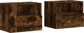 vidaXL Noptiere de perete, 2 buc., stejar fumuriu, 45x30x35 cm