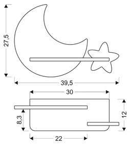 Corp de iluminat pentru copii galben Moon – Candellux Lighting