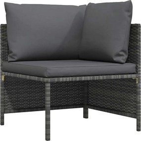 vidaXL Canapea modulară cu perne, colțar, gri, poliratan