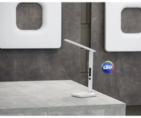 Immax 08934L - LED lampa de masa cu display KINGFISHER LED/9W/230V alba