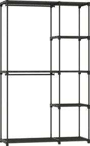 HOMCOM Dulap portabil pentru haine din țesătură neagră cu 2 bare și 6 rafturi | Aosom Romania