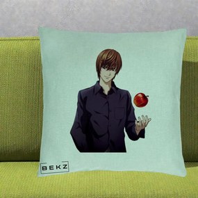 Perna Personalizata Death Note Light Yagami cu Mar, 40x40 cm, Verde Menta, Husa Detasabila, Perna Inclusa, BEKZ®