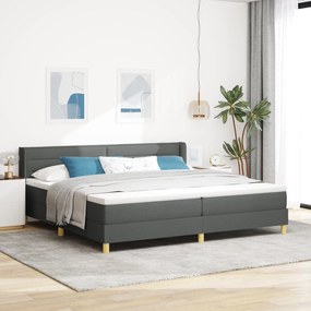 vidaXL Pat cu Saltea cu Arcuri Gri închis 200 x 200 cm țesătură