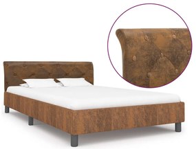 vidaXL Cadru de pat, maro, 120 x 200 cm, piele întoarsă ecologică