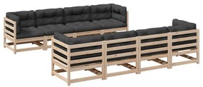 3299358 vidaXL Set canapea de grădină cu perne, 9 piese, lemn masiv de pin