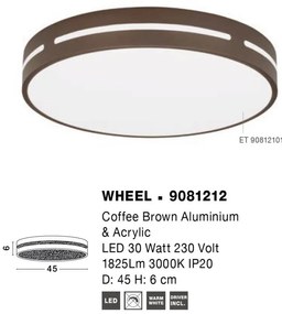 Plafoniera LED design circular WHEEL maro 45cm