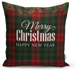 Set 4 fețe de pernă și un napron de masă cu model de Crăciun Minimalist Cushion Covers Tartan Christmas