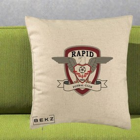 Perna Personalizata Rapid Fotbal Club 1923, 40x40 cm, Bej, Husa Detasabila, Perna Inclusa, BEKZ®