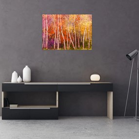 Tablou pe sticlă - Pădurea colorată (70x50 cm)