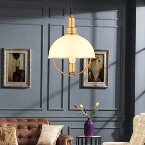 Lustră suspendată MONZA pe cablu, 1 x E27 / 40 W / 230 V, Ø 30 cm, crem/auriu