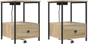 vidaXL Dulap de noapte cu sertar 2 pcs Stejar Sonoma 42 x 41 x 56 cm