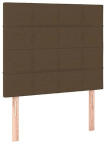 Pat box spring cu saltea, maro inchis, 90x200 cm, textil Maro inchis, 90 x 200 cm, Cu blocuri patrate