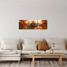 Tablou - Râu în peisaj de toamnă (cu ceas) (90x30 cm)