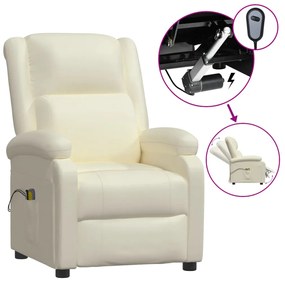 3073713 vidaXL Fotoliu de masaj electric, alb, piele ecologică