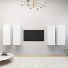 vidaXL Dulapuri TV, 4 buc., alb, 30,5x30x90 cm, lemn prelucrat