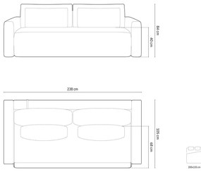 Canapea gri deschis extensibilă, cu spațiu de depozitare cu tapițerie din catifea 238 cm Belfast – Cosmopolitan Design