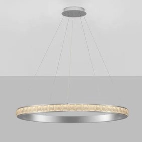 Lustra LED design circular, Otel, Argintiu, Cristal K9, ETEKEN NVL-9501216