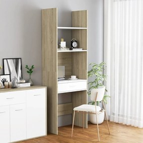 803430 vidaXL Bibliotecă, alb și stejar Sonoma, 60x35x180 cm, PAL