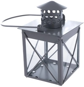 Lanterna metalică pentru lumânări Camille, gri, 7x 10,5 x 7 cm