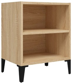 805803 vidaXL Noptieră cu picioare metalice, stejar sonoma, 40x30x50 cm