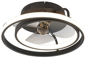 Ventilator de tavan negru 46,5 cm, inclusiv LED cu telecomandă - Kees