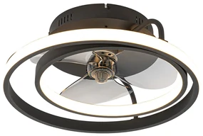 Ventilator de tavan negru 46,5 cm, inclusiv LED cu telecomandă - Kees