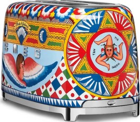 Prajitor de paine SMEG Dolce & Gabbana Sicily is my Love! TSF02DGEU, 1500 W, 4 felii, 6 trepte, Tava pentru firimituri, Cablu integrat, Otel inoxidabil, Multicolor