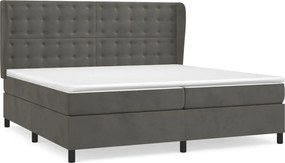 vidaXL Pat box spring cu saltea, gri închis, 200x200 cm, catifea