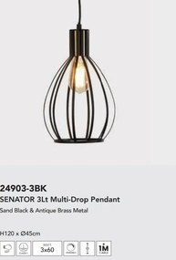 Lustra cu 3 pendule design industrial X Senator