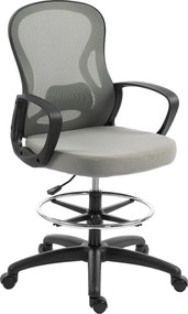 Vinsetto Scaun de birou ergonomic, fotoliu de birou cu suport pentru picioare și cotiere, din mesh, 59 x 65 x 123 cm, Gri | Aosom Romania