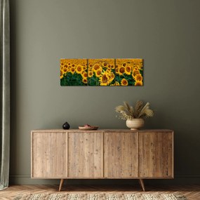 Tablou câmpului de floarea soarelui (cu ceas) (90x30 cm)
