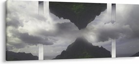 Tablou - Munții din Islanda, colaj geometric (120x50 cm)