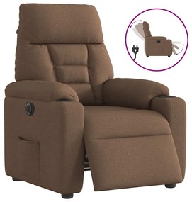 vidaXL Fotoliu rabatabil electric, maro, material textil
