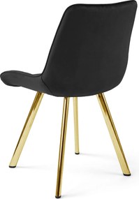 OFERTA Scaun de dining SORIA VELVET cu picioare aurii, negru calitatea II