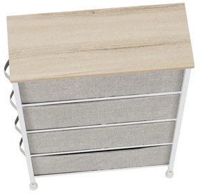 Comodă cu sertare din material textil OFELIA, albă