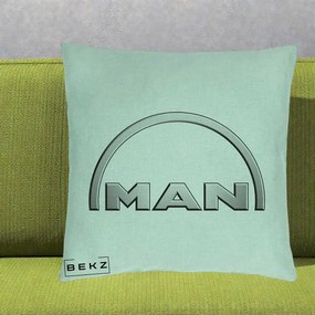 Perna Personalizata cu emblema MAN, 40x40 cm, Verde Menta, Husa Detasabila, Perna Inclusa, BEKZ®