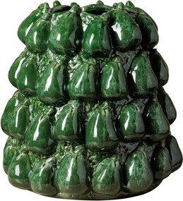 Vază decorativă din ceramică glazurată, model cu pere verzi, H30/D35 cm