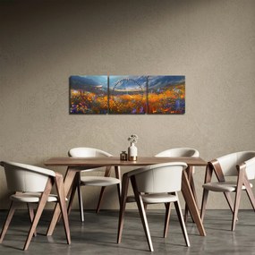 Tablou - Peisaj montan pictat II. (cu ceas) (90x30 cm)